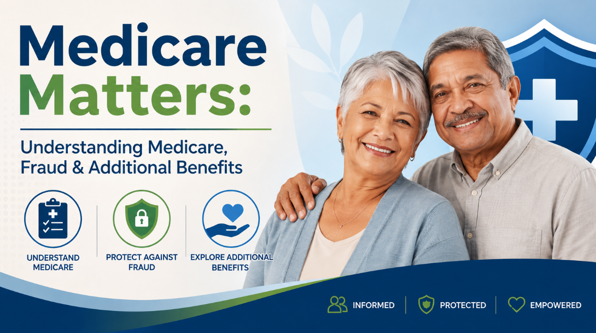 A graphic with the title "Medicare Matters" discussing the benefits, and identifying fraud and abuse as topics of conversation.