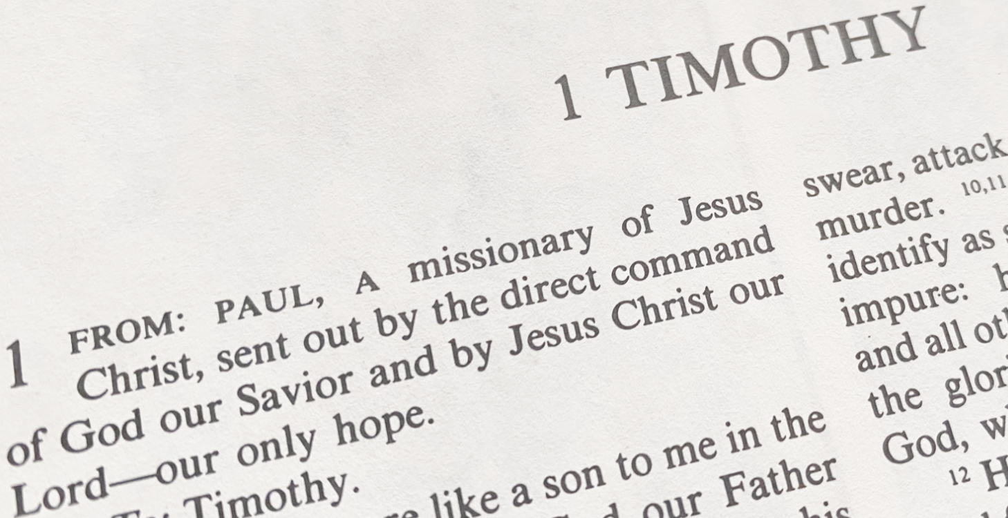 A photographic capture of a biblical excerpt from Paul's Letter to Timothy